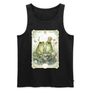Cute Couple Frog Cottagecore Aesthetic Naturecore - Männer Premium Bio Tank Top - Schwarz - Vorne - Michal (187cm)