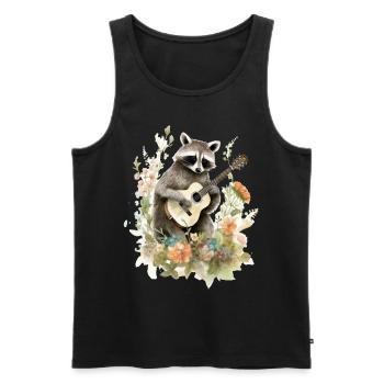 Racoon Playing Banjo Cottagecore Aesthetic Naturec - Männer Premium Bio Tank Top - Schwarz - Vorne - Michal (187cm)