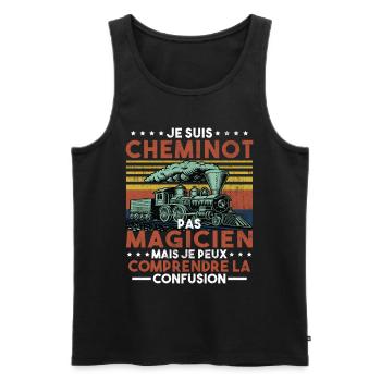 Cheminot Conducteur De Train Chemin De Fer - Débardeur bio Premium Homme - noir - Devant - Michal (187cm)