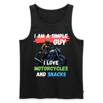 Je suis un homme simple - j’adore les motos - Débardeur bio Premium Homme - noir - Devant - Michal (187cm)