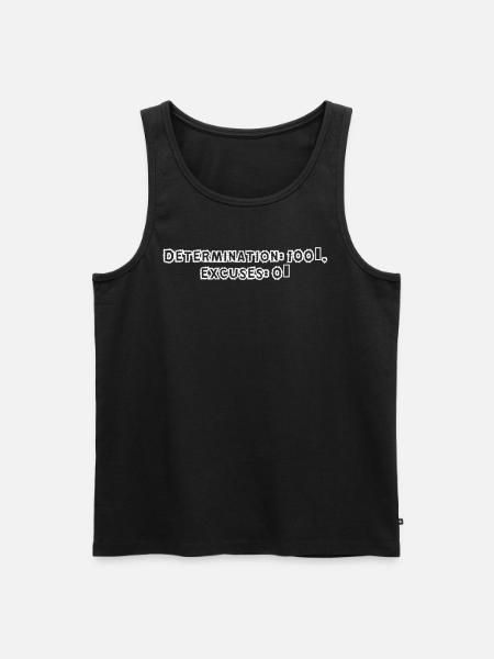 Fitness - Determination: 100%, excuses: 0% - Men's Premium Organic Tank Top - black