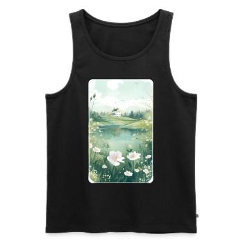 Cottagecore Botanical Countryside Pond Naturecore - Männer Premium Bio Tank Top - Schwarz - Vorne - Michal (187cm)