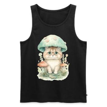 Cottagecore Aesthetic Mushroom Head Cat Fungi Myco - Männer Premium Bio Tank Top - Schwarz - Vorne - AI Model Male 178 light (178cm)