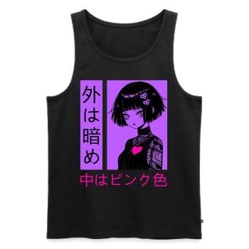 Creepy Cute Gothic Girl Harajuku Decora Style Aest - Männer Premium Bio Tank Top - Schwarz - Vorne - AI Model Male 178 light (178cm)