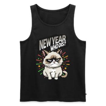 Nouvel An Qui dis ? Pyjama Angry Cat Bonne Année - Débardeur bio Premium Homme - noir - Devant - AI Model Male 178 light (178cm)