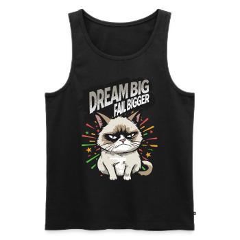 Dream Big - Pyjama Bonne Année Chat en colère - Débardeur bio Premium Homme - noir - Devant - AI Model Male 178 light (178cm)