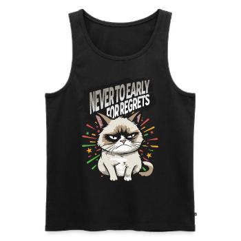 Early Regrets - Angry Cat Happy New Year Pajamas - Männer Premium Bio Tank Top - Schwarz - Vorne - AI Model Male 178 light (178cm)