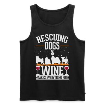 Sauvetage de chiens et chien de rue de vin - Débardeur bio Premium Homme - noir - Devant - AI Model Male 178 light (178cm)