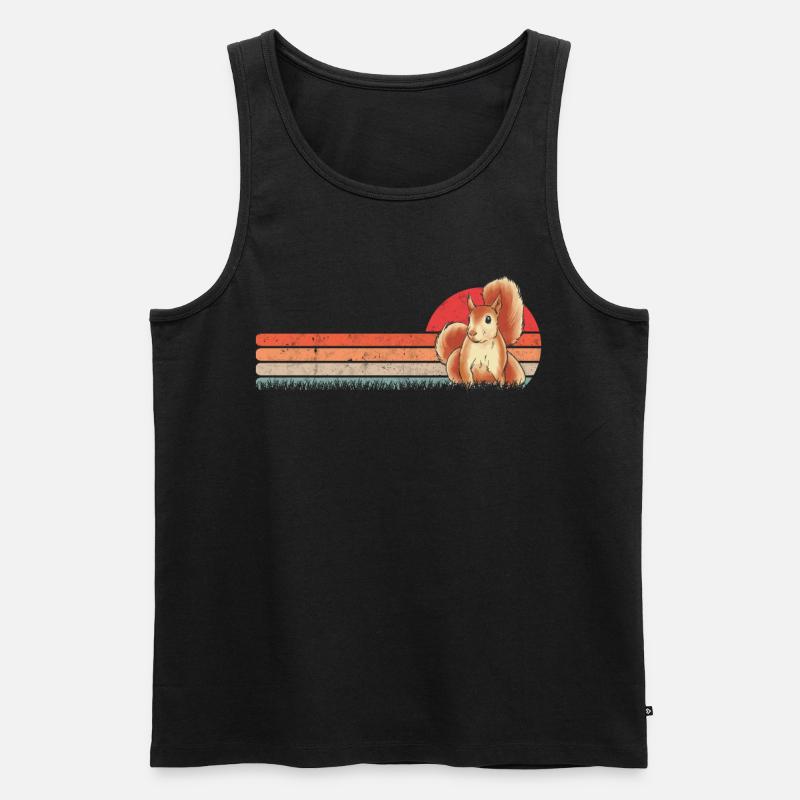 Eichhörnchen Retro Squirrel - Männer Premium Bio Tank Top - Schwarz