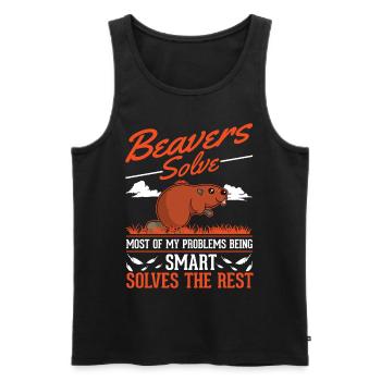 Biber Geschenk Biberdamm - Männer Premium Bio Tank Top - Schwarz - Vorne - Michal (187cm)