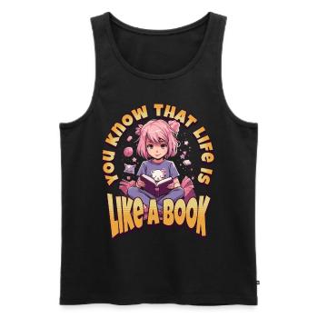 Life is like a Book - Kawaii Girl for Bookworms - Men's Premium Organic Tank Top - black - Front - Michal (187cm)