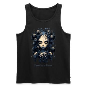 Gothic Girl Spruch Normal is an Illusion - Männer Premium Bio Tank Top - Schwarz - Vorne - AI Model Male 178 light (178cm)