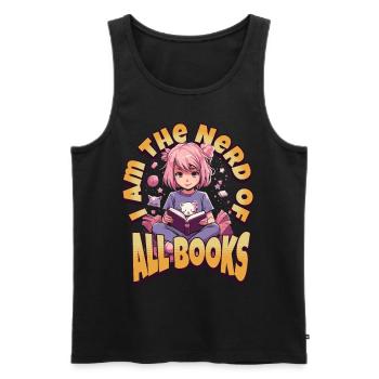 Book Nerd - Kawaii Anime Girl for Bookworms - Men's Premium Organic Tank Top - black - Front - Michal (187cm)