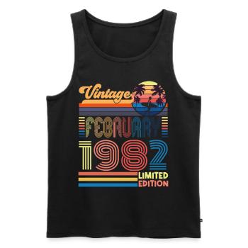 Birthday February 1982. February 1982 gift. - Men's Premium Organic Tank Top - black - Front - Michal (187cm)