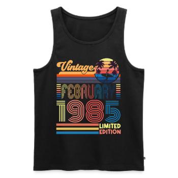 Anniversary February 1985. February 1985 gift. - Men's Premium Organic Tank Top - black - Front - Michal (187cm)