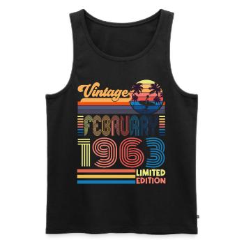 Anniversaire Février 1963. Cadeau Fevrier 1963. - Débardeur bio Premium Homme - noir - Devant - Michal (187cm)