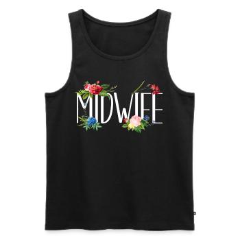Infirmière Sage-femme Accoucheuse Fleur - Débardeur bio Premium Homme - noir - Devant - Michal (187cm)
