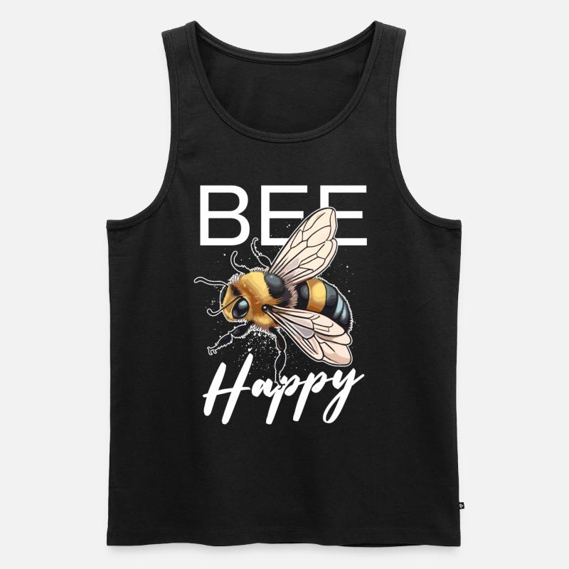 Bee Happy - Männer Premium Bio Tank Top - Schwarz