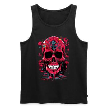 Bloody Skull Biomechanics Abstract Art - Men's Premium Organic Tank Top - black - Front - AI Model Male 178 light (178cm)