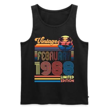 Anniversaire Février 1988. Cadeau Fevrier 1988. - Débardeur bio Premium Homme - noir - Devant - Michal (187cm)