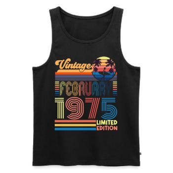 Birthday February 1975. February 1975 gift. - Men's Premium Organic Tank Top - black - Front - Michal (187cm)