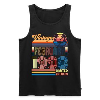 Anniversaire Février 1998. Cadeau Fevrier 1998. - Débardeur bio Premium Homme - noir - Devant - Michal (187cm)