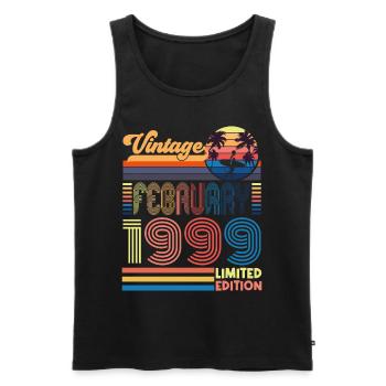 Anniversaire Février 1999. Cadeau Fevrier 1999. - Débardeur bio Premium Homme - noir - Devant - Michal (187cm)