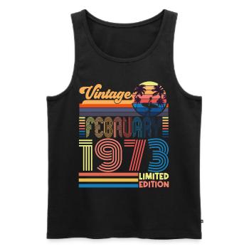 Birthday February 1973. February 1973 gift. - Men's Premium Organic Tank Top - black - Front - Michal (187cm)