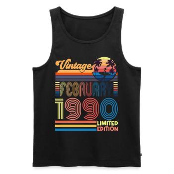 Anniversaire Février 1990. Cadeau Fevrier 1990. - Débardeur bio Premium Homme - noir - Devant - Michal (187cm)