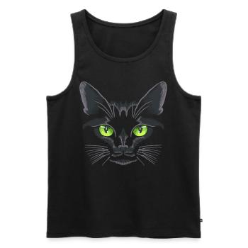 Black Cat Green Eyes - Men's Premium Organic Tank Top - black - Front - AI Model Male 178 light (178cm)