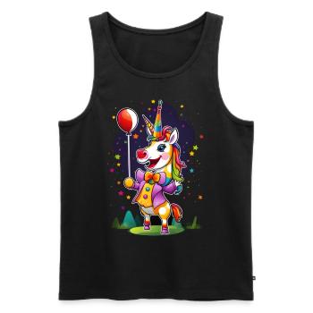 Clown Einhorn Unicorn - Männer Premium Bio Tank Top - Schwarz - Vorne - Michal (187cm)