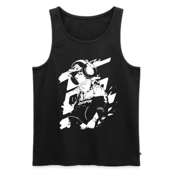 Le cool Cyberpunk Style Anime Boy Otaku de Shibuya - Débardeur bio Premium Homme - noir - Devant - Michal (187cm)