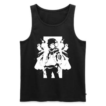 Le cool Cyberpunk Style Anime Boy Otaku de Shibuya - Débardeur bio Premium Homme - noir - Devant - Michal (187cm)