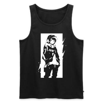 Le cool Cyberpunk Style Anime Boy Otaku de Shibuya - Débardeur bio Premium Homme - noir - Devant - Michal (187cm)