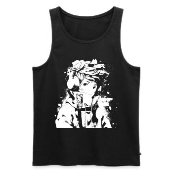 Le cool Cyberpunk Style Anime Boy Otaku de Shibuya - Débardeur bio Premium Homme - noir - Devant - Michal (187cm)