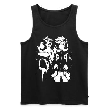 Le cool Cyberpunk Style Anime Boy Otaku de Shibuya - Débardeur bio Premium Homme - noir - Devant - Michal (187cm)