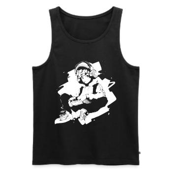 Le cool Cyberpunk Style Anime Boy Otaku de Shibuya - Débardeur bio Premium Homme - noir - Devant - Michal (187cm)
