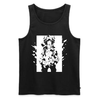 Le cool Cyberpunk Style Anime Boy Otaku de Shibuya - Débardeur bio Premium Homme - noir - Devant - Michal (187cm)