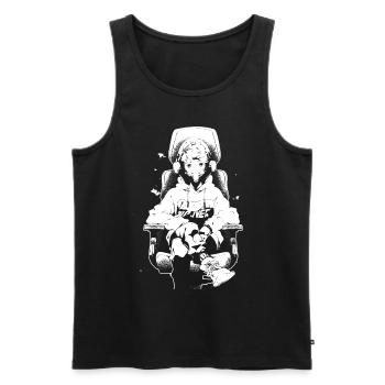 Le cool Cyberpunk Style Anime Boy Otaku de Shibuya - Débardeur bio Premium Homme - noir - Devant - Michal (187cm)
