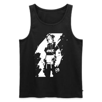 Le cool Cyberpunk Style Anime Boy Otaku de Shibuya - Débardeur bio Premium Homme - noir - Devant - Michal (187cm)