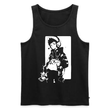 Le cool Cyberpunk Style Anime Boy Otaku de Shibuya - Débardeur bio Premium Homme - noir - Devant - Michal (187cm)