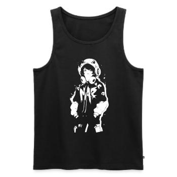 Le cool Cyberpunk Style Anime Boy Otaku de Shibuya - Débardeur bio Premium Homme - noir - Devant - Michal (187cm)