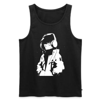 Le cool Cyberpunk Style Anime Boy Otaku de Shibuya - Débardeur bio Premium Homme - noir - Devant - Michal (187cm)