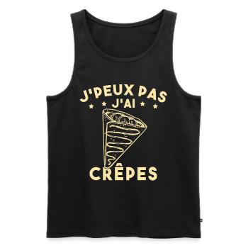 J'peux Pas J'ai Crêpes Cadeau Humour Drole - Débardeur bio Premium Homme - noir - Devant - Michal (187cm)