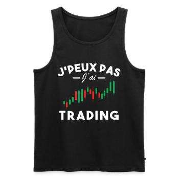 J'Peux Pas J'Ai Trading Métier Trader Humour - Débardeur bio Premium Homme - noir - Devant - AI Model Male 178 light (178cm)