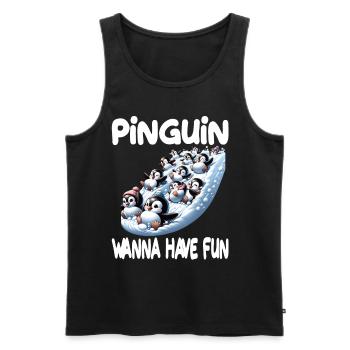 Pinguin Wanna Have Fun für Pinguin Fan - Männer Premium Bio Tank Top - Schwarz - Vorne - Michal (187cm)