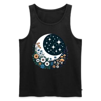 Moon Mushrooms Cottagecore Flowers Night Goblincore - Men's Premium Organic Tank Top - black - Front - Michal (187cm)