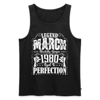 March 1980. March 1980 Birthday Gift. March. - Men's Premium Organic Tank Top - black - Front - AI Model Male 178 light (178cm)