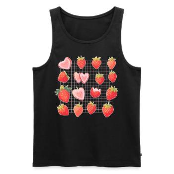 Strawberries Sliced Strawberry Fruit Kawaii Foodie - Männer Premium Bio Tank Top - Schwarz - Vorne - AI Model Male 178 light (178cm)