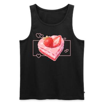 Cute Lovely Strawberry Heart Cake Dessert Kawaii A - Männer Premium Bio Tank Top - Schwarz - Vorne - Michal (187cm)